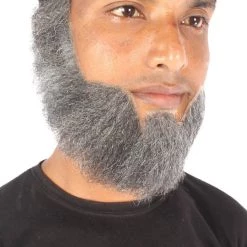 Men's Spade Human Hair Mid Length Beard | Grey Facial Hair | HPO