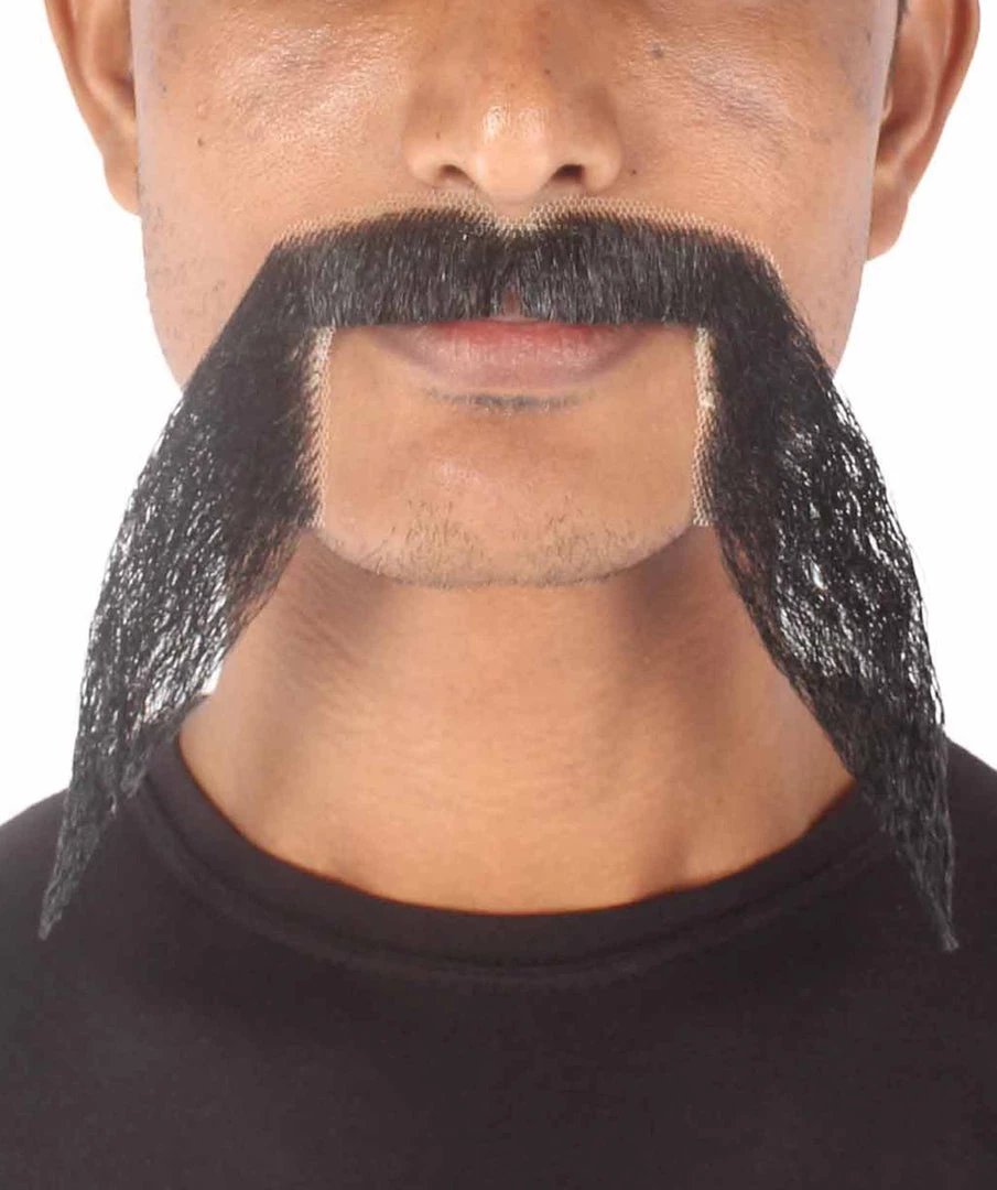 HPO Men's Synthetic Hair Long String Black Mustache Cosplay Facial Hair Multiple Color Options