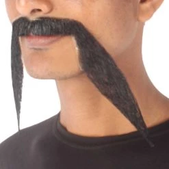 HPO Men's Synthetic Hair Long String Black Mustache Cosplay Facial Hair Multiple Color Options
