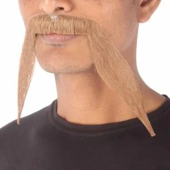HPO Men's Synthetic Hair Long String Black Mustache Cosplay Facial Hair Multiple Color Options