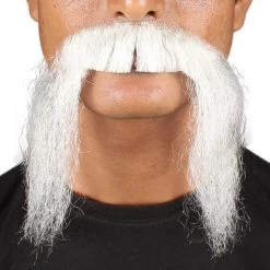 Men's Fu Manchu Mustache | Synthetic Hair | White Facial Hair | HPO