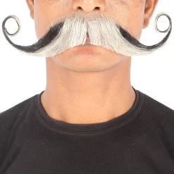 Men's Captain Hook Mustache | Human Hair Curly | Multiple Color Facial Hair | HPO