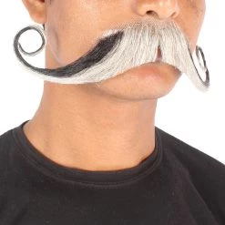 Men's Captain Hook Mustache | Human Hair Curly | Multiple Color Facial Hair | HPO