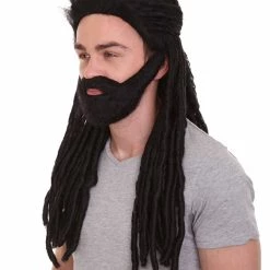HPO Science Fiction Movie | Men's Long Length Braided Black Dreadlocks Wig | Premium Breathable Capless Cap