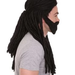HPO Science Fiction Movie | Men's Long Length Braided Black Dreadlocks Wig | Premium Breathable Capless Cap