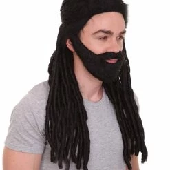 HPO Science Fiction Movie | Men's Long Length Braided Black Dreadlocks Wig | Premium Breathable Capless Cap