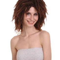 HPO Short Brown Dreadlock Women's Wig | Party Ready Fancy Cosplay Halloween Wig | Premium Breathable Capless Cap