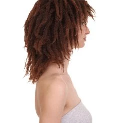 HPO Short Brown Dreadlock Women's Wig | Party Ready Fancy Cosplay Halloween Wig | Premium Breathable Capless Cap