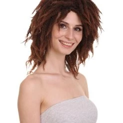 HPO Short Brown Dreadlock Women's Wig | Party Ready Fancy Cosplay Halloween Wig | Premium Breathable Capless Cap