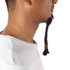 Men's Sparrow Goatee Long Human Hair Beaded | Black Facial Hair | HPO
