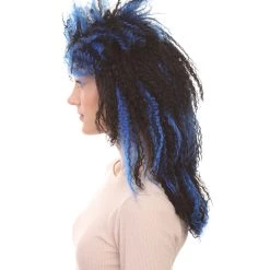 HPO Vampires Black And Blue Women's Wig | Dreadlock Horror Ghost Wig | Premium Breathable Capless Cap