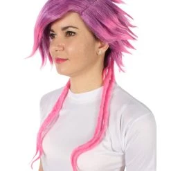 HPO Adult Women's Vi Arcane Game Animated Series Pink Spiked Pixie Cosplay Wig