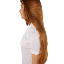 HPO Adult Women's Video Game Pointy Ears Princess Brown Wig With Woven Braids