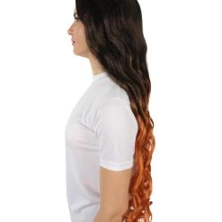HPO Adult Women's Demon Manga Long Black And Flame-Orange Wig