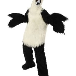 HPO White And Black Panda Costume With Wig & Mask - Long Breathable Synthetic Fibers Bundle