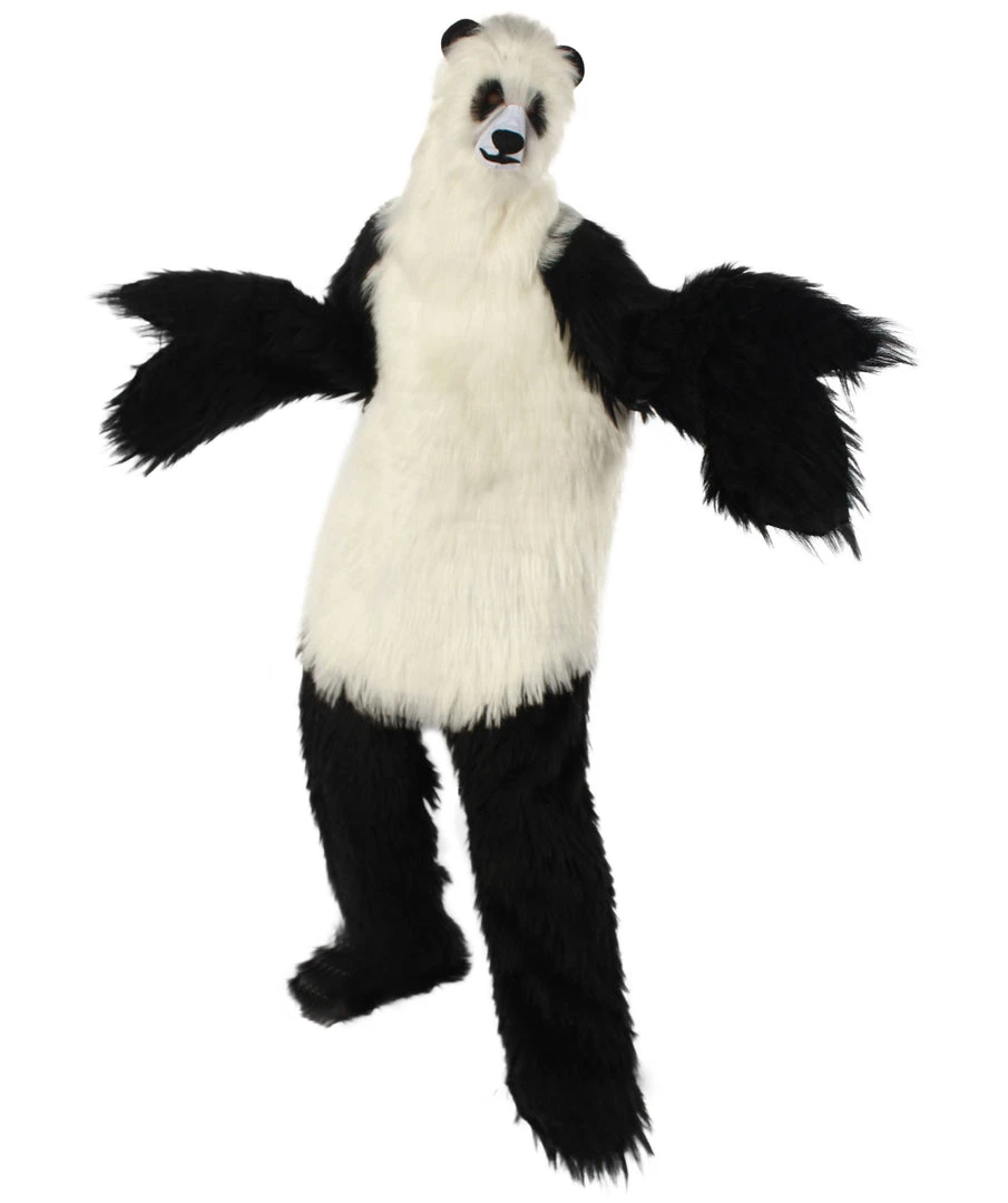HPO White And Black Panda Costume With Wig & Mask - Long Breathable Synthetic Fibers Bundle