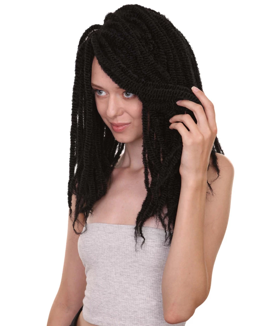 HPO Long Black Dreadlock Women's Wig | Human Hair Dreadlock Wig | Premium Breathable Capless Cap