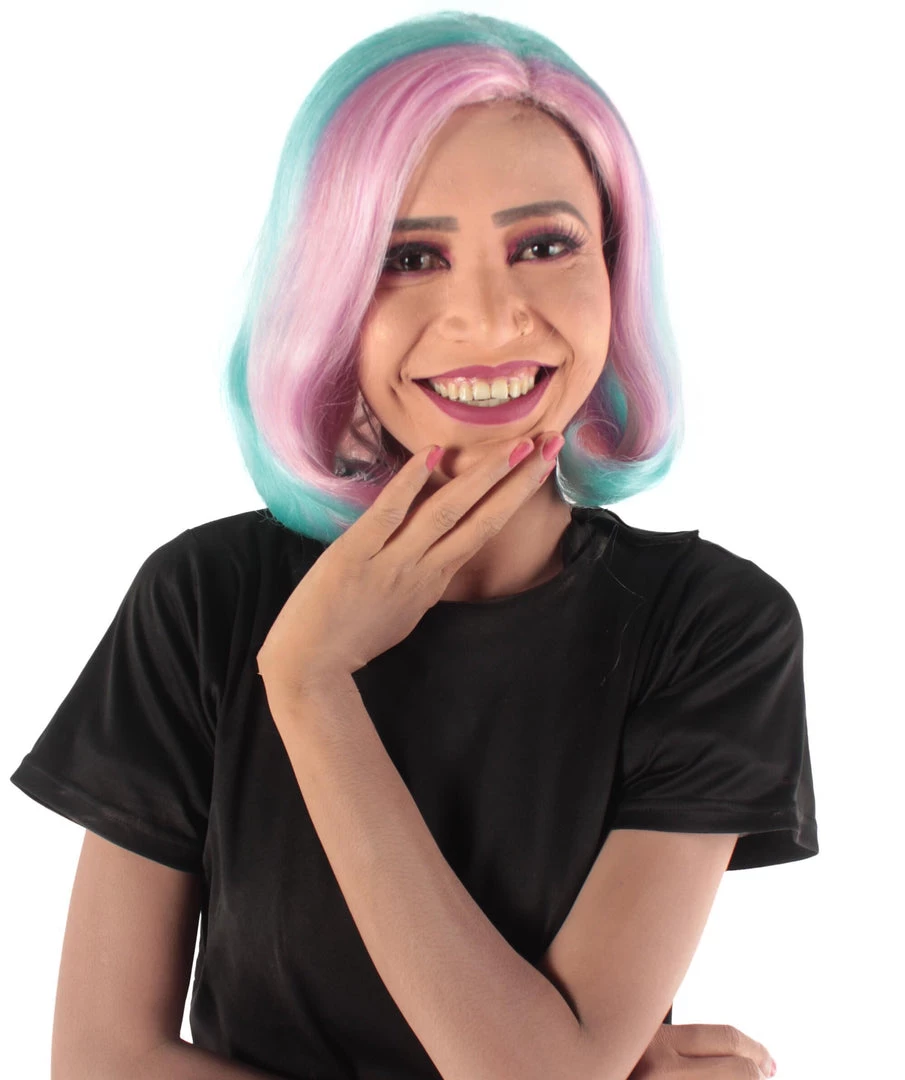 HPO Adult Women's Short Wavy Halloween Modern Wife Wig Multiple Color Options