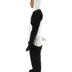 HPO Adult Men's Black And White Straight Long Jumpsuit Panda Costume Bundle