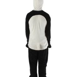 HPO Adult Men's Black And White Straight Long Jumpsuit Panda Costume Bundle