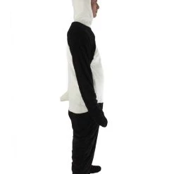 HPO Adult Men's Black And White Straight Long Jumpsuit Panda Costume Bundle