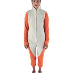 HPO Adult Women's Orange And White Jumpsuit Squirrel Costume Bundle