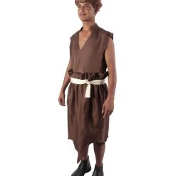 HPO Adult Men's Brown And White Top Anime Style Costume Bundle