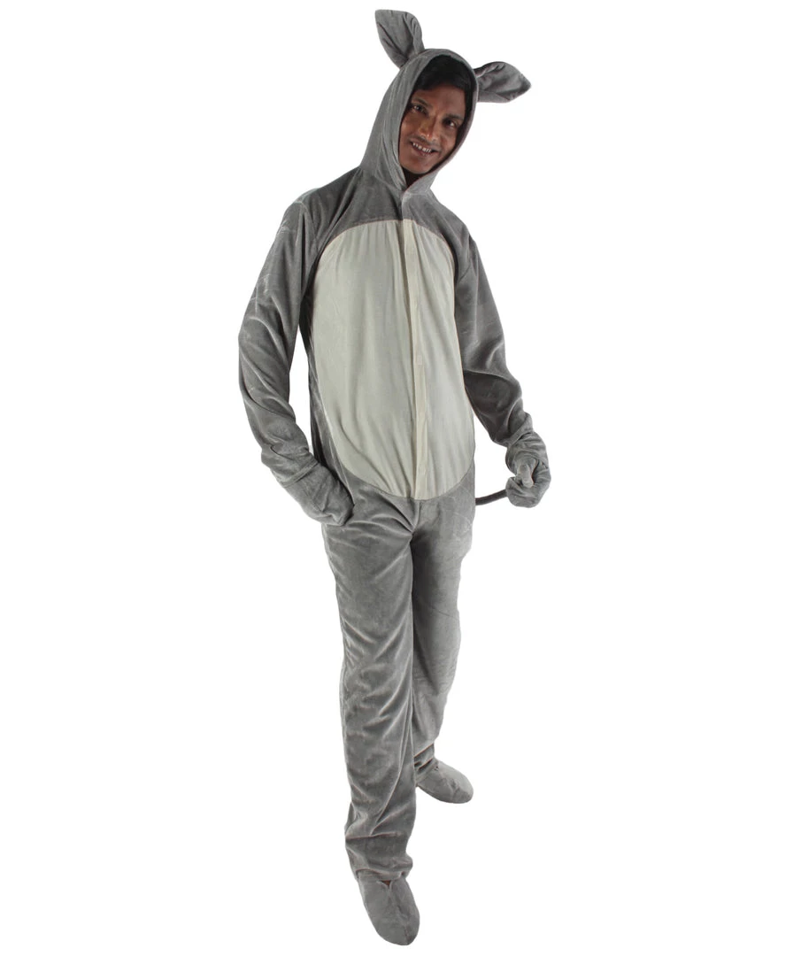 HPO Adult Men's Grey And White Jumpsuit Mouse Costume Bundle
