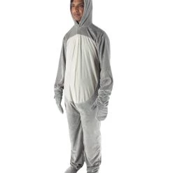 HPO Adult Men's Grey And White Jumpsuit Mouse Costume Bundle