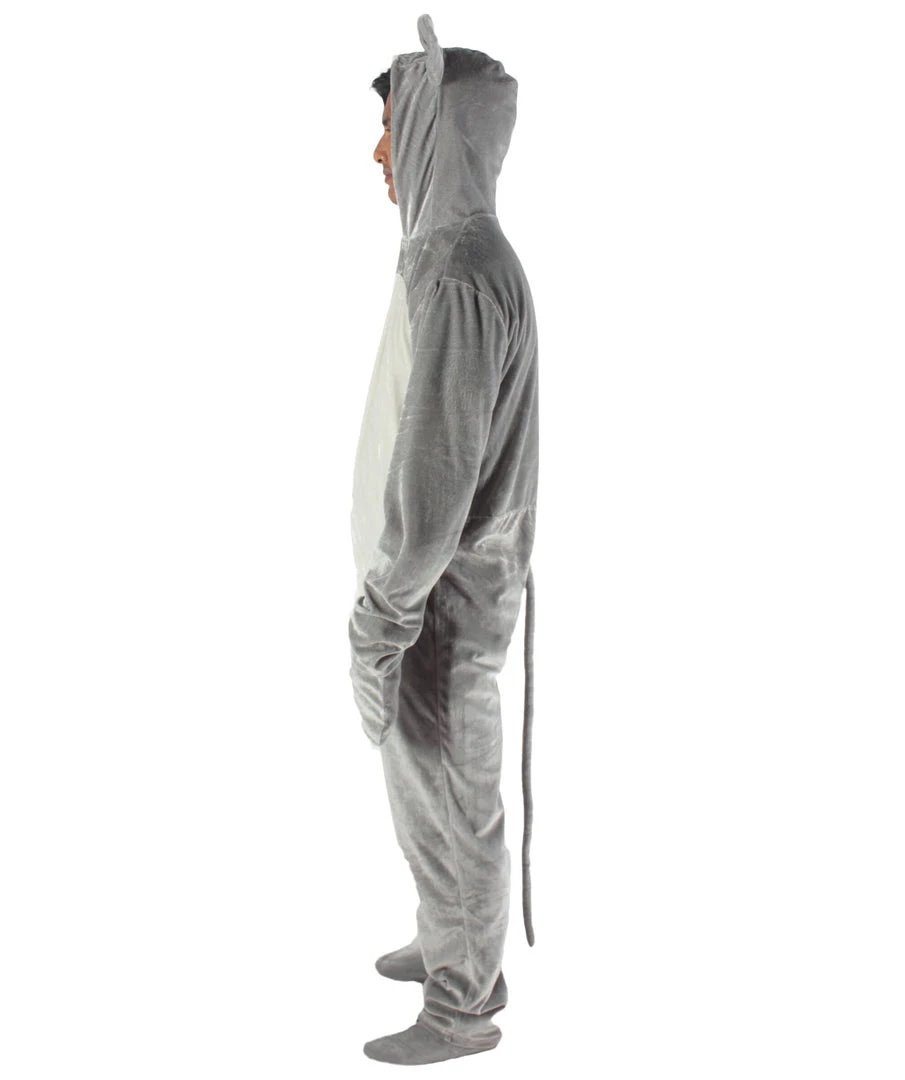 HPO Adult Men's Grey And White Jumpsuit Mouse Costume Bundle