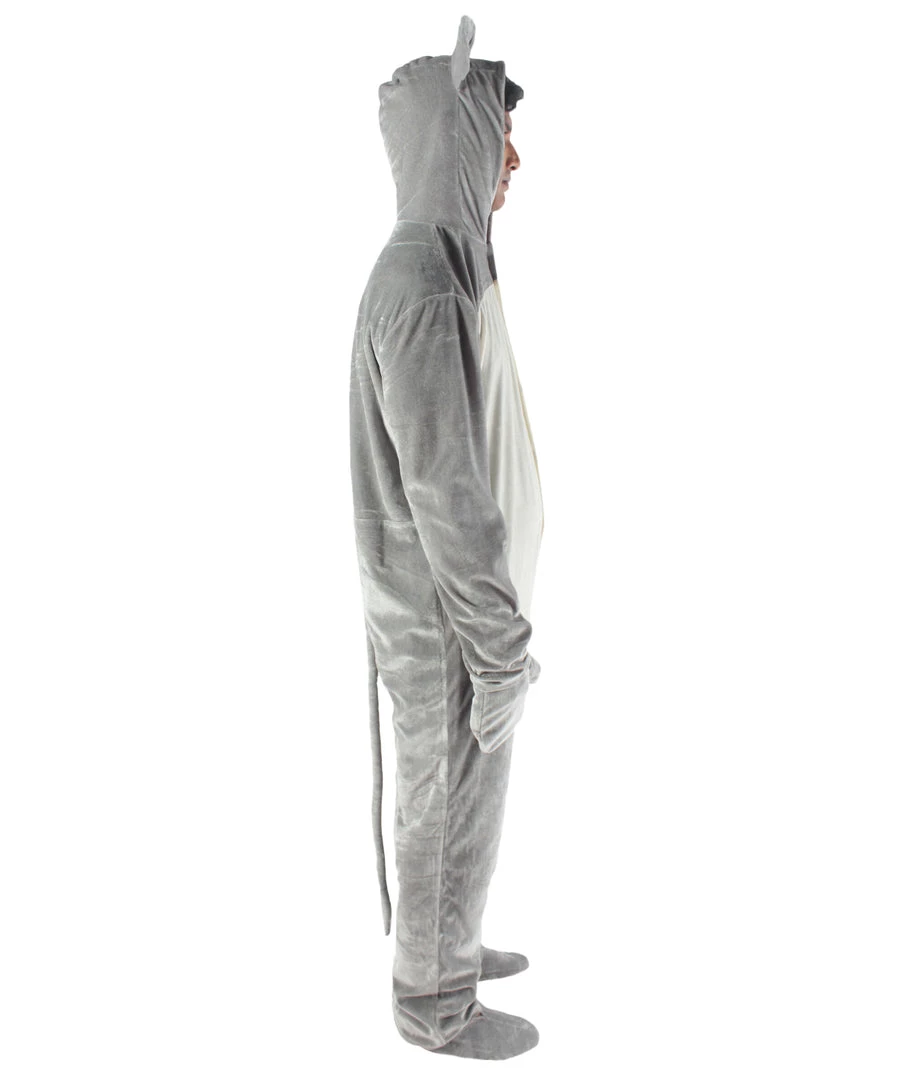 HPO Adult Men's Grey And White Jumpsuit Mouse Costume Bundle