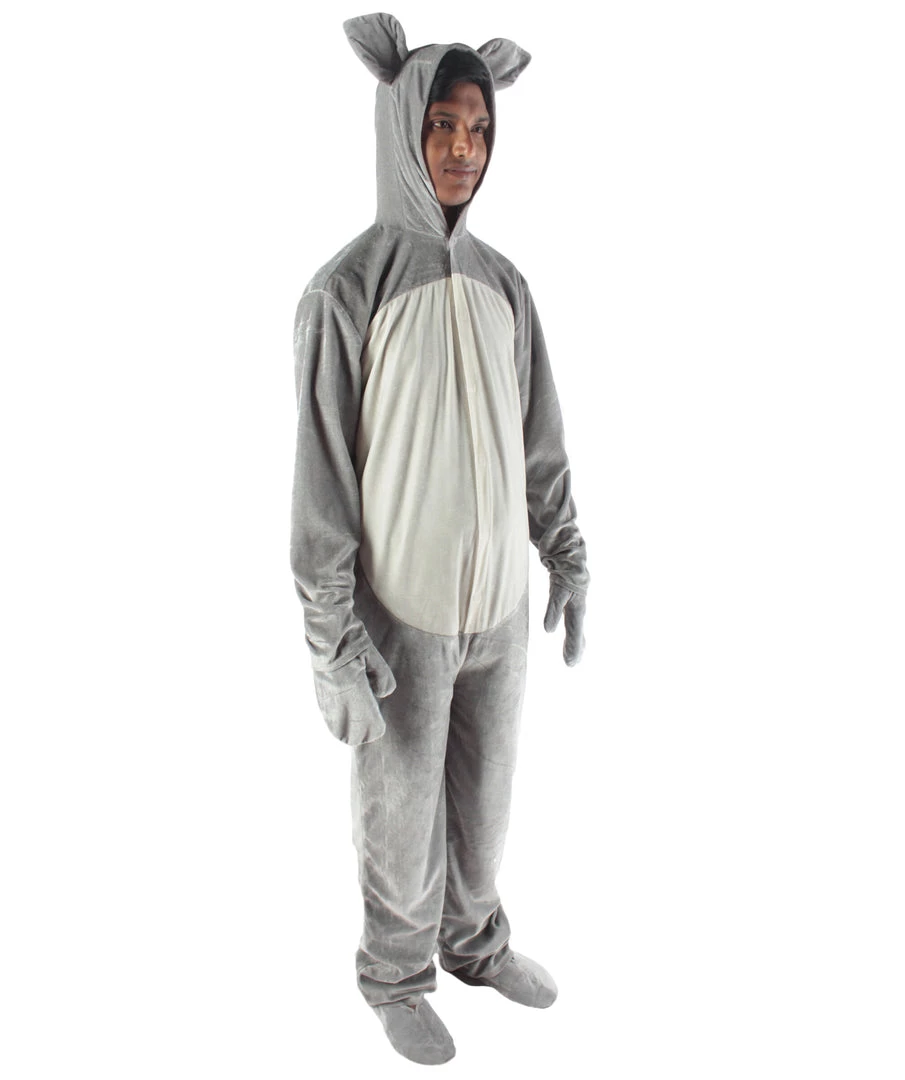 HPO Adult Men's Grey And White Jumpsuit Mouse Costume Bundle
