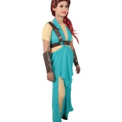 HPO Adult Women's Blue Medieval Warrior Costume Bundle, Multiple Size Options