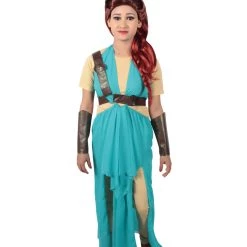 HPO Adult Women's Blue Medieval Warrior Costume Bundle, Multiple Size Options