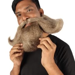 HPO Adult Men's Giant Twisted Wizard Champion Mustache And Beard, Multiple Color Options, Synthetic Fiber