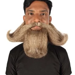 HPO Adult Men's Giant Twisted Wizard Champion Mustache And Beard, Multiple Color Options, Synthetic Fiber