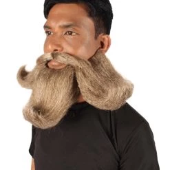 HPO Adult Men's Giant Twisted Wizard Champion Mustache And Beard, Multiple Color Options, Synthetic Fiber