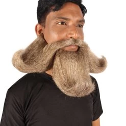 HPO Adult Men's Giant Twisted Wizard Champion Mustache And Beard, Multiple Color Options, Synthetic Fiber