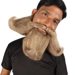 HPO Adult Men's Giant Twisted Wizard Champion Mustache And Beard, Multiple Color Options, Synthetic Fiber