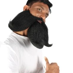 HPO Adult Men's Giant Twisted Wizard Champion Mustache And Beard, Multiple Color Options, Synthetic Fiber