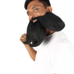 HPO Adult Men's Giant Twisted Wizard Champion Mustache And Beard, Multiple Color Options, Synthetic Fiber