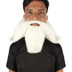 HPO Adult Men's Giant Twisted Wizard Champion Mustache And Beard, Multiple Color Options, Synthetic Fiber