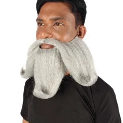 HPO Adult Men's Giant Twisted Wizard Champion Mustache And Beard, Multiple Color Options, Synthetic Fiber