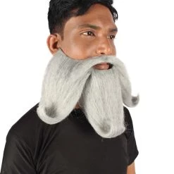 HPO Adult Men's Giant Twisted Wizard Champion Mustache And Beard, Multiple Color Options, Synthetic Fiber