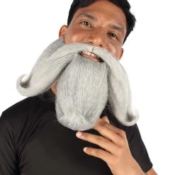 HPO Adult Men's Giant Twisted Wizard Champion Mustache And Beard, Multiple Color Options, Synthetic Fiber
