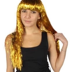 HPO Men's Adult Womens Long Tinsel Wig Collection | Party Ready Fancy Cosplay Halloween Wig | Premium Breathable Capless Cap