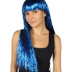 HPO Men's Adult Womens Long Tinsel Wig Collection | Party Ready Fancy Cosplay Halloween Wig | Premium Breathable Capless Cap