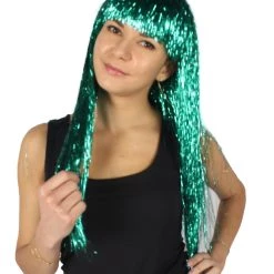 HPO Men's Adult Womens Long Tinsel Wig Collection | Party Ready Fancy Cosplay Halloween Wig | Premium Breathable Capless Cap