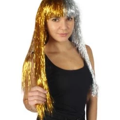 HPO Men's Adult Womens Long Tinsel Wig Collection | Party Ready Fancy Cosplay Halloween Wig | Premium Breathable Capless Cap