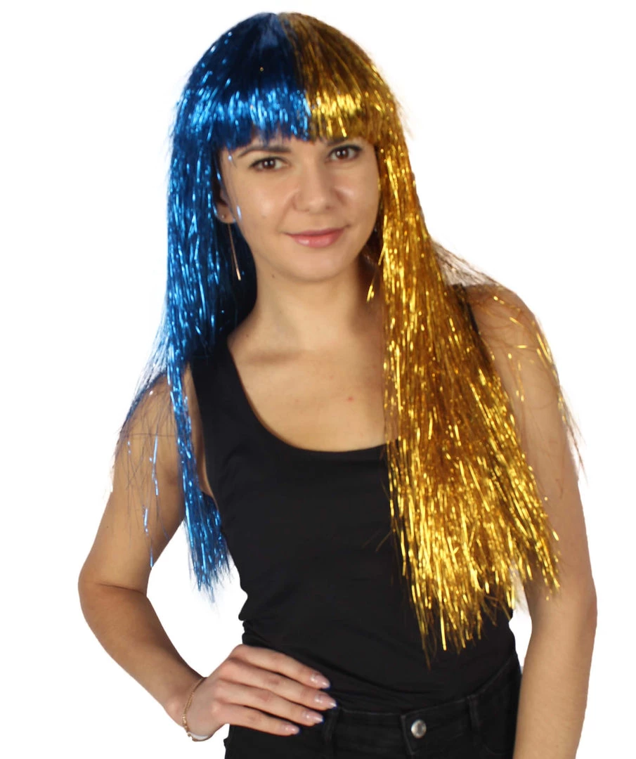 HPO Men's Adult Womens Long Tinsel Wig Collection | Party Ready Fancy Cosplay Halloween Wig | Premium Breathable Capless Cap